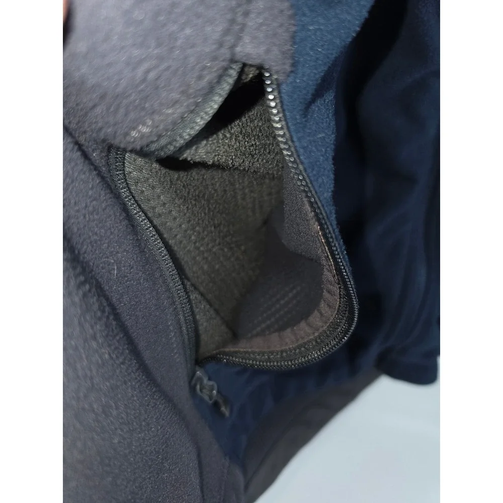 The North Face Mens XXL Full Zip Fleece Jacket Navy Blue Gray Grid Lined Regular
